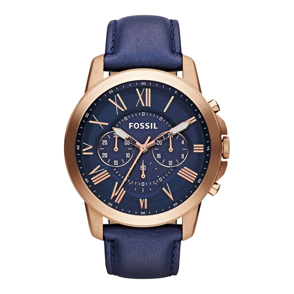 Fossil Grant Multi-Function Navy Dial Leather Strap Men's Watch FS4835