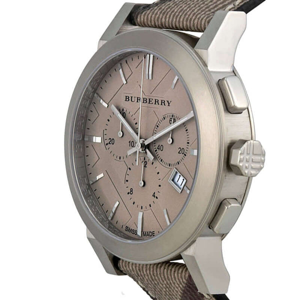 Burberry BU9361 Men’s Fabric Strap Brown Impressed Check Dial - WATCH ACES