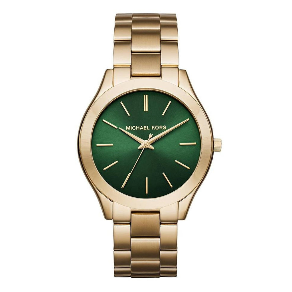 Michael Kors Slim Runway Green Dial Gold Women's Watch MK3435