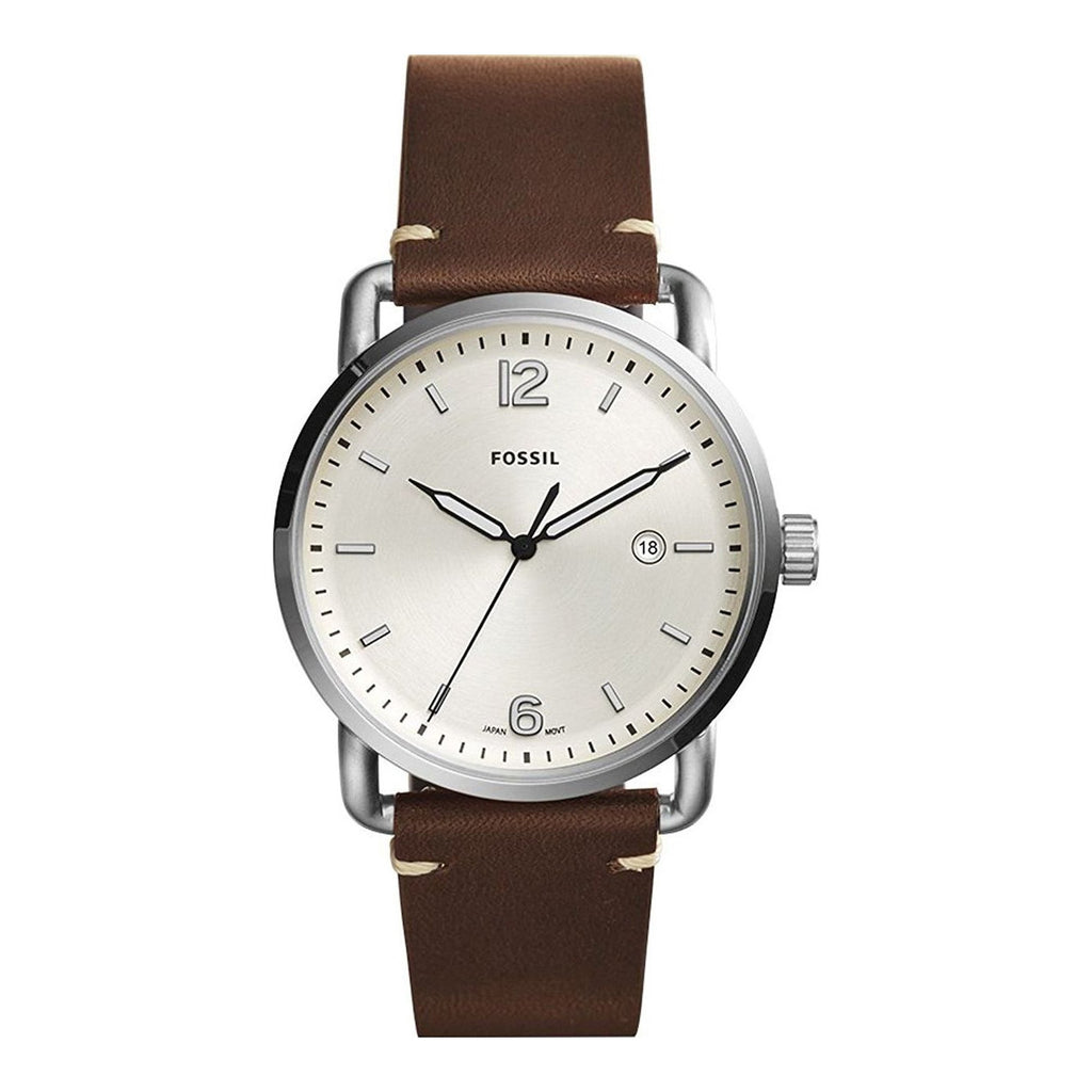 Fossil Commuter Cream Dial Brown Leather Men's Watch FS5275