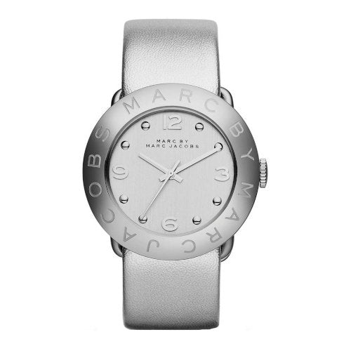 Marc By Marc Jacobs Mbm8626 Amy Silver Tonal Metallic Leather Watch