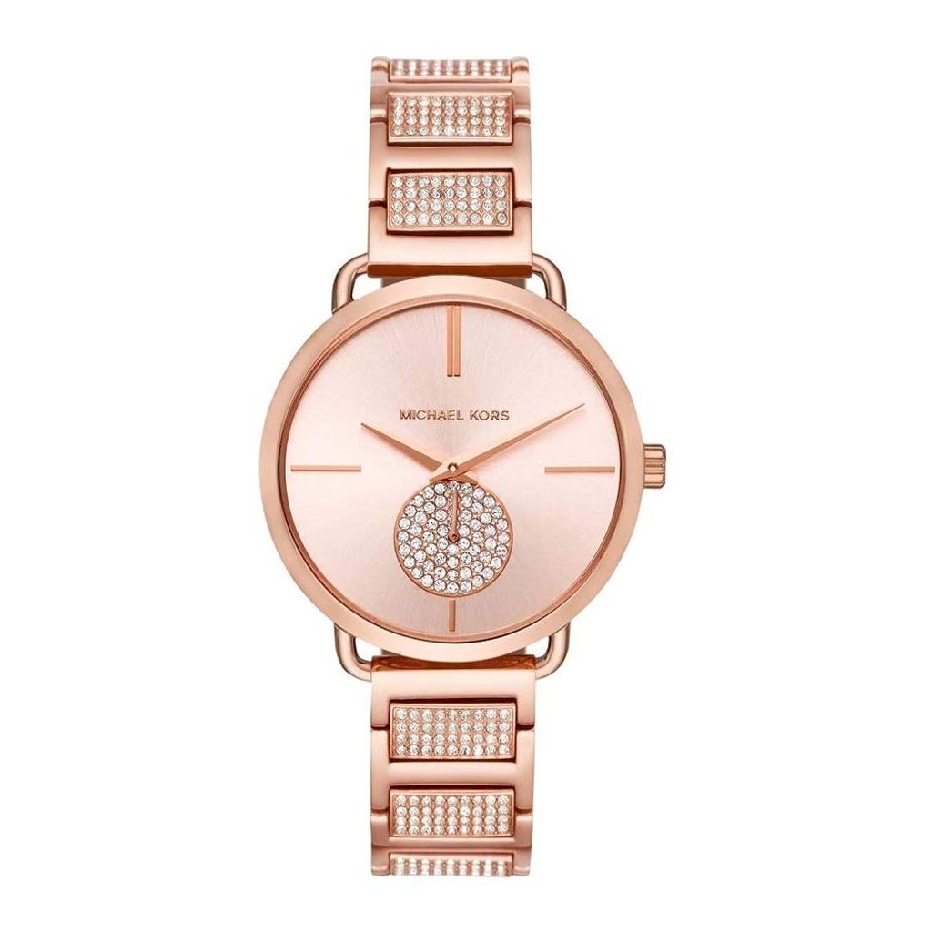 Michael Kors Portia Crystal Rose Gold Dial Ladies Watch MK3853