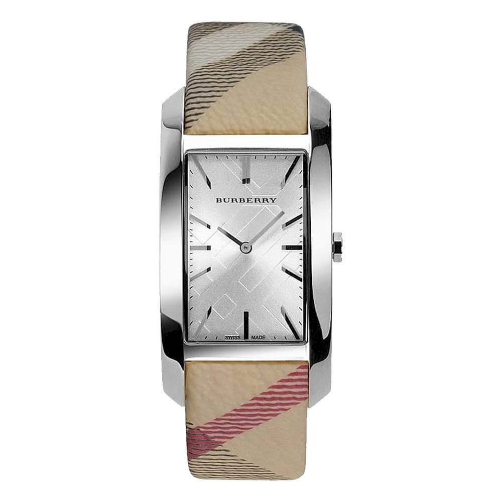 Burberry The Pioneer Silver Check-stamped Dial Haymarket Check Ladies Watch BU9406