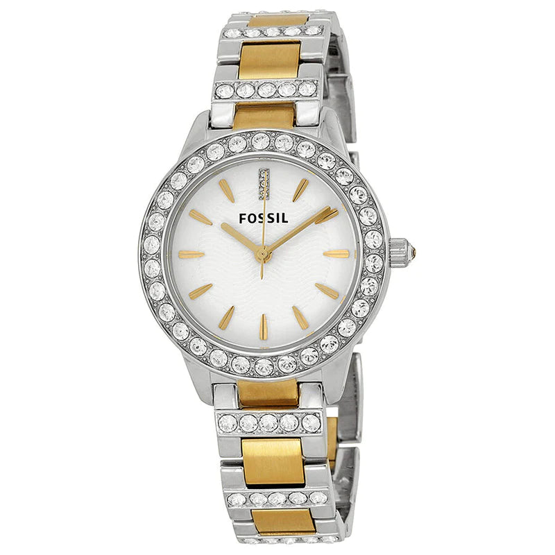 Fossil Crystal White Dial Two-tone Ladies Watch ES2409