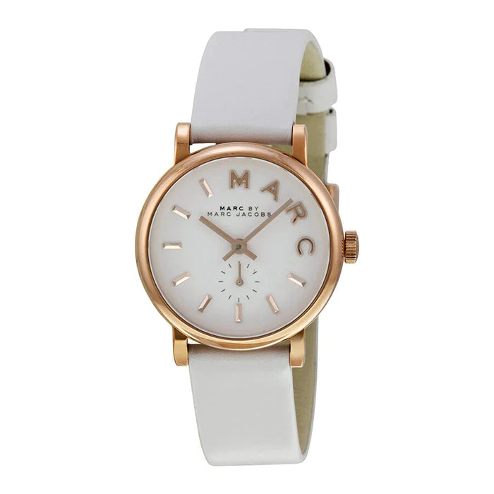Marc Jacobs Baker White Leather Strap 28mm Ladies Watch MBM1284
