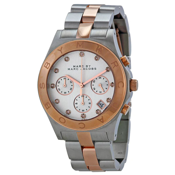 Marc by Marc Jacobs Chronograph Silver Dial Two-tone Ladies Watch MBM3178