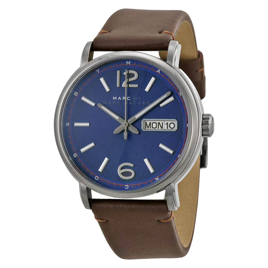 Marc by Marc Jacobs Fergus Blue Dial Brown Leather Men's Watch MBM5078