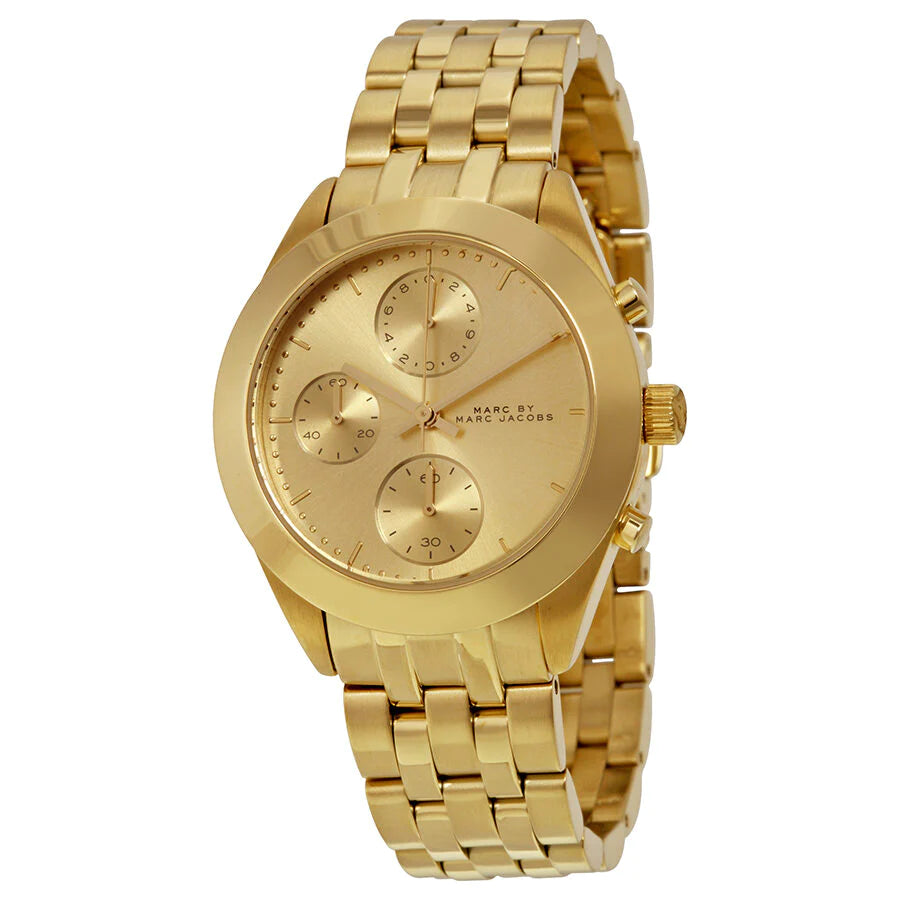 Marc by Marc Jacobs Peeker Chronograph Champagne Dial Gold-tone Ladies Watch MBM3393