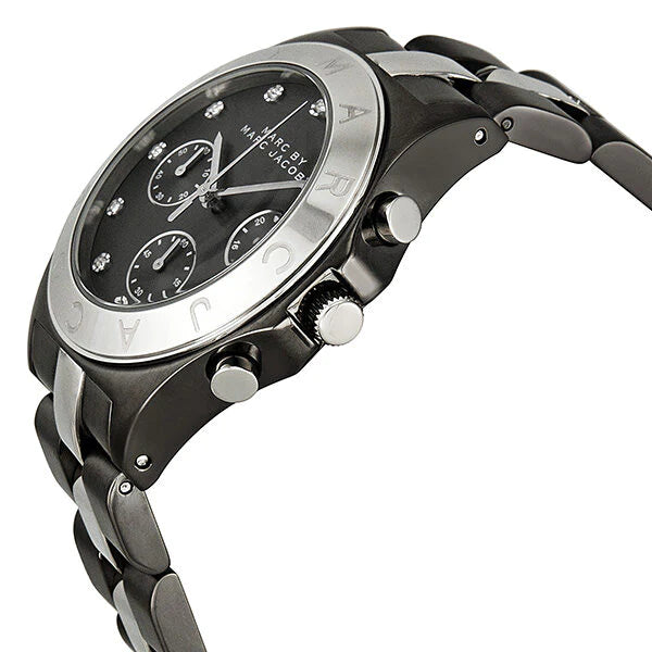 Marc by Marc Jacobs MBM3179 Blade Chronograph Gunmetal and Silver-Tone Ladies Watch - WATCH ACES