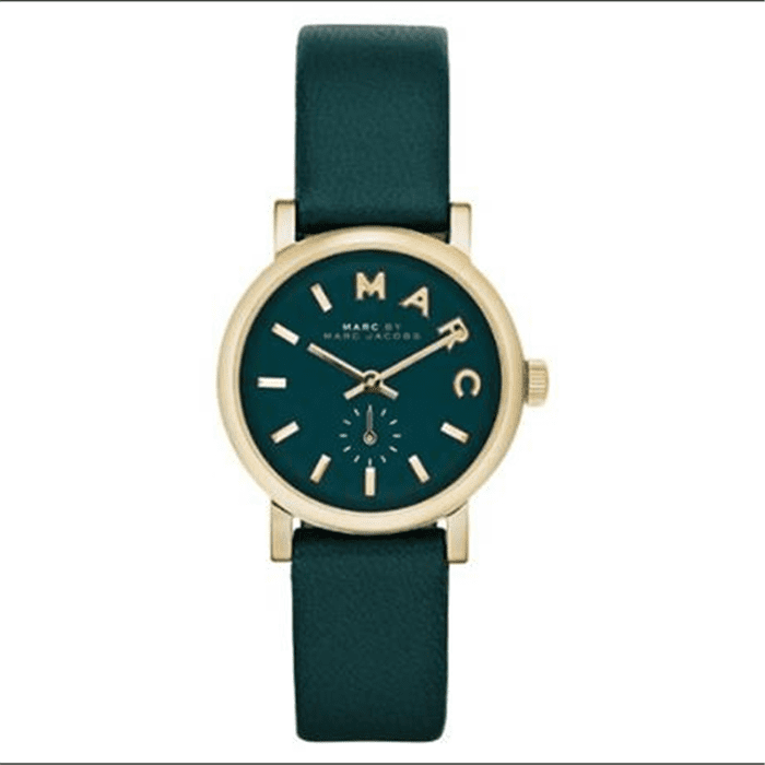Marc By Marc Jacobs Women's Green Dial Leather Band Watch Navy strap MBM1272