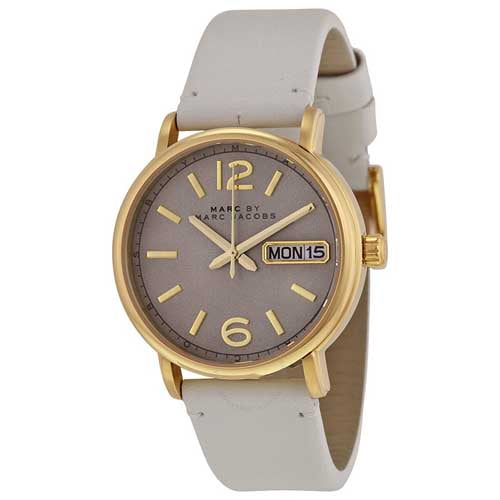 Marc by Marc Jacobs Fergus Gold Grey Dial Leather Women's Watch MBM8654