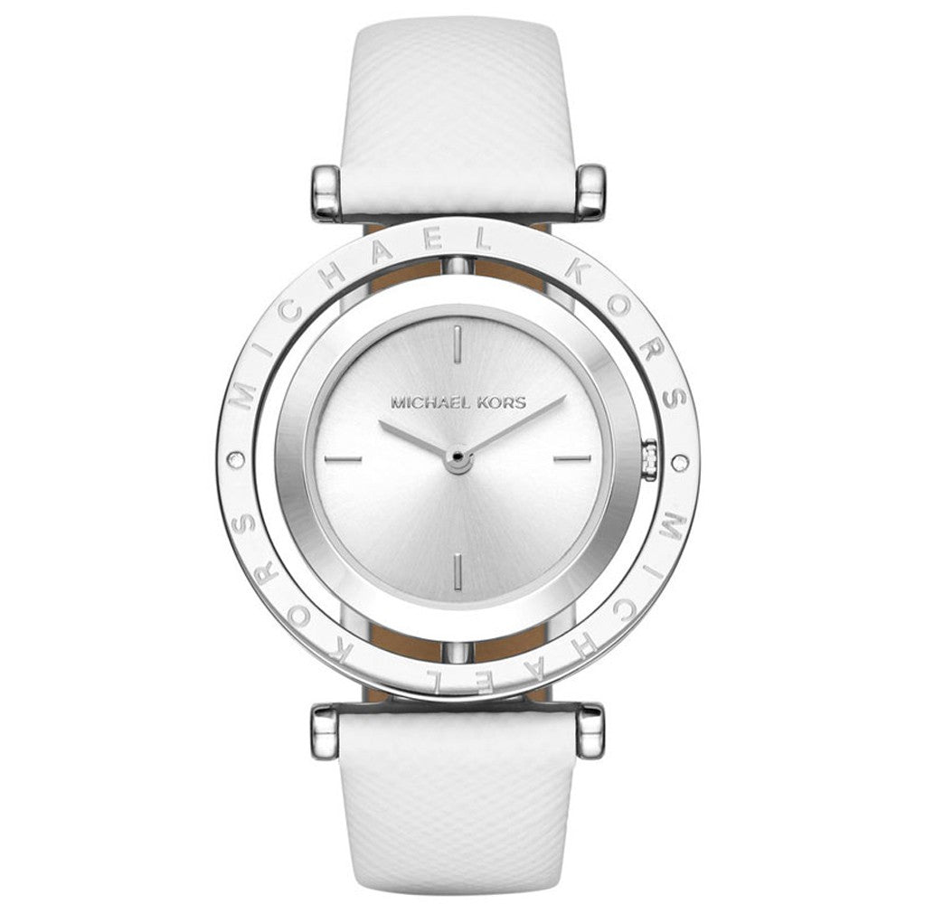 Michael Kors Women's Averi White Leather Strap Watch MK2524