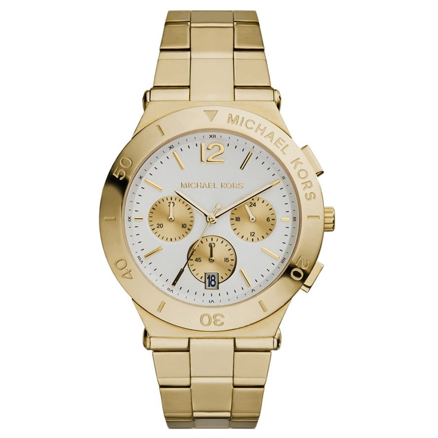 Michael Kors Wyatt Chronograph White Dial Gold Ion-plated Ladies Watch MK5933